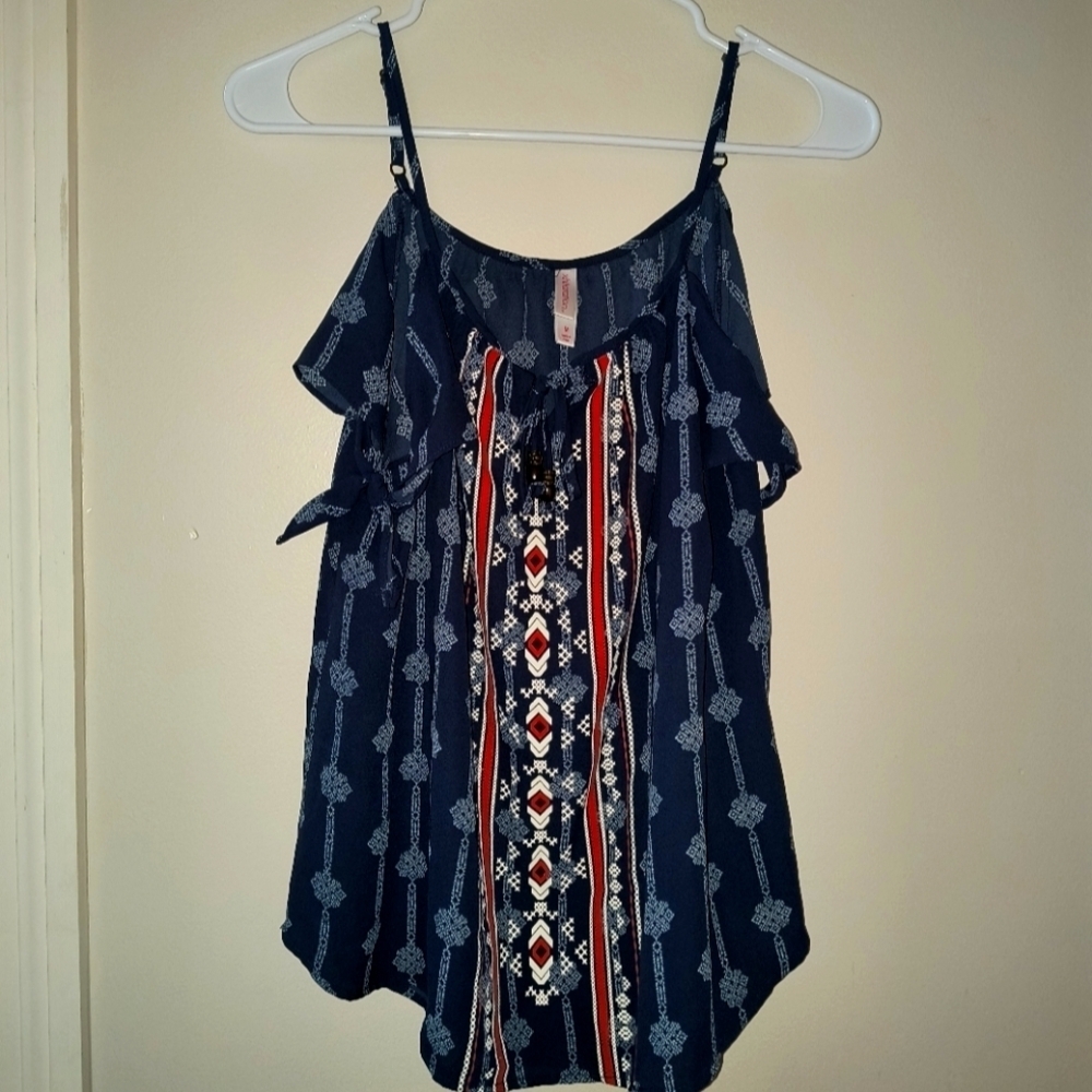 Navy Patterned Women's Top